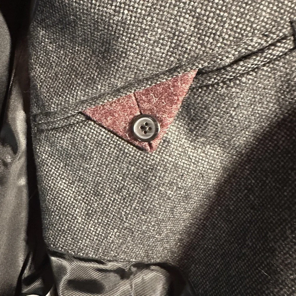 Banana Republic Overcoat Mens XL Gray  Plaid Wool‎ Blend Top Coat Hidden Buttons